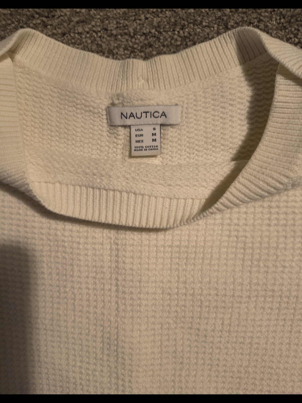 Nautica Women's Cream Waffle-Knit Crewneck Top